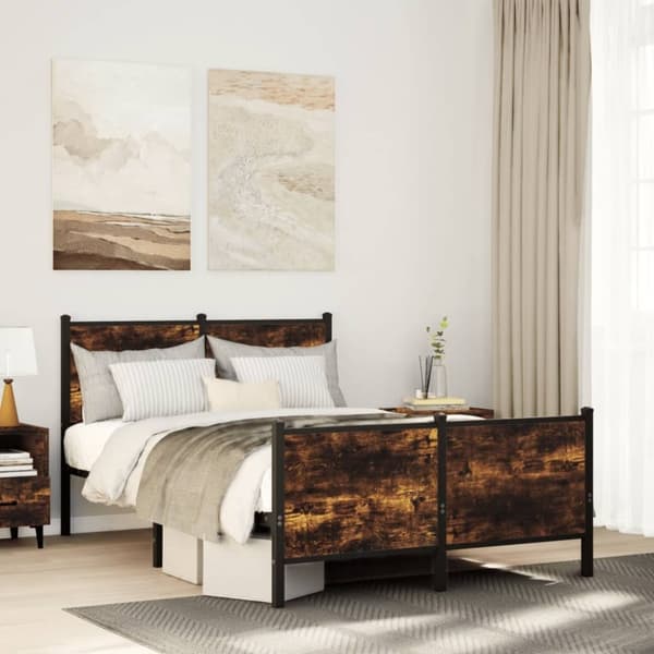 vidaXL sengeramme uden madras 120x200 cm metal røget egetræsfarve