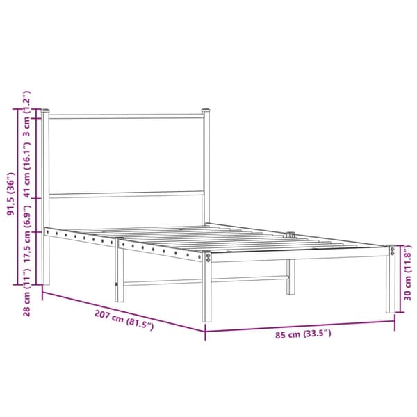 vidaXL sengeramme uden madras 80x200 cm metal røget egetræsfarve
