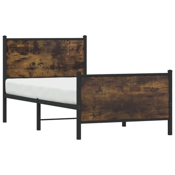 vidaXL Sengeramme i metall uten madrass røkt eik 90x200 cm
