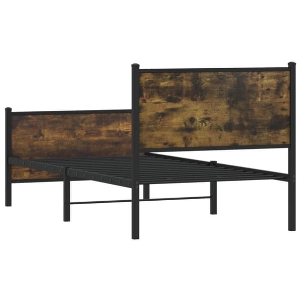 vidaXL Sengeramme i metall uten madrass røkt eik 90x200 cm