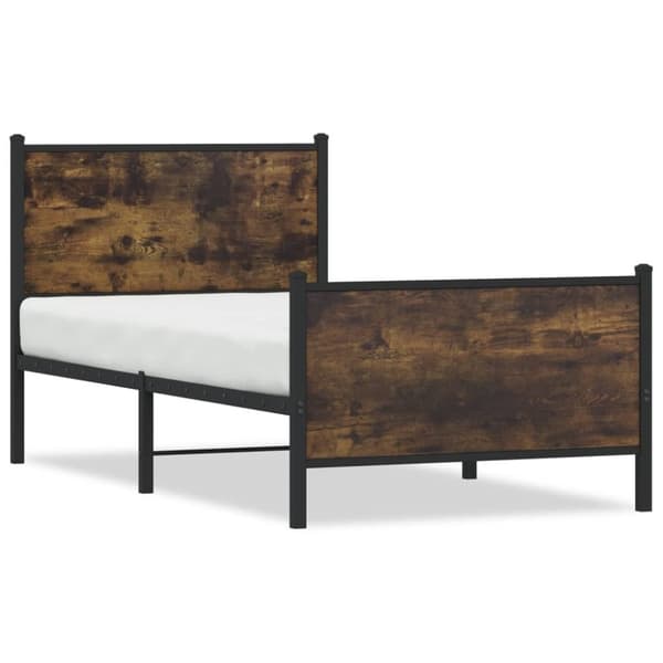 vidaXL Sengeramme i metall uten madrass røkt eik 90x200 cm
