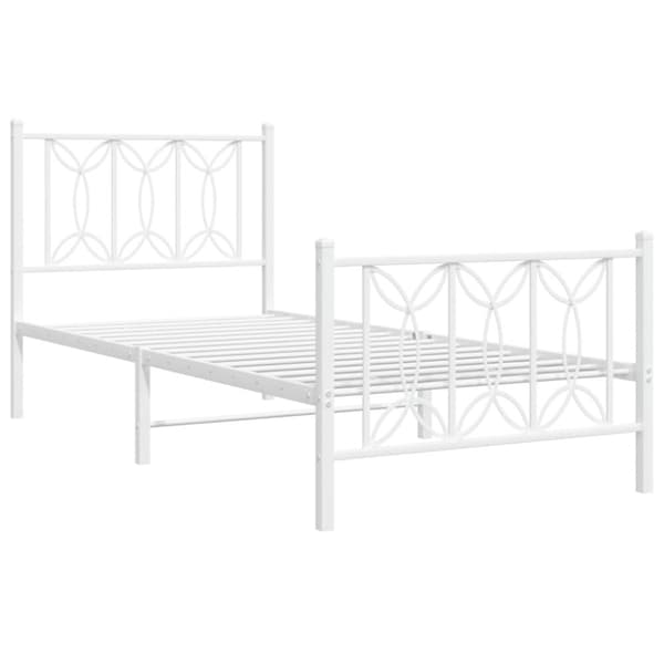 vidaXL Sengeramme i metall med hode- og fotgavl hvit 80x200 cm