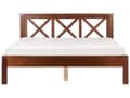Miniatyrbillede 4 af 11: Seng Mørk Træ 160 x 200 cm Moderne Dobbeltseng med Sengegavl To Mands Lav Sengeramme Minimalistisk Design Træseng