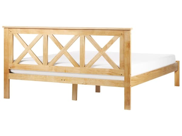 Seng Lyst Træ 160 x 200 cm Moderne Dobbeltseng med Sengegavl To Mands Lav Sengeramme Minimalistisk Design Træseng