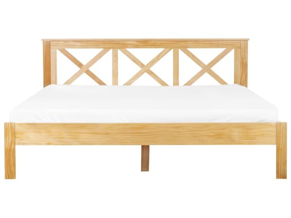 Seng Lyst Træ 180 x 200 cm Moderne Dobbeltseng med Sengegavl To Mands Lav Sengeramme Minimalistisk Design Træseng