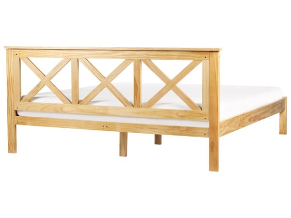 Seng Lyst Træ 180 x 200 cm Moderne Dobbeltseng med Sengegavl To Mands Lav Sengeramme Minimalistisk Design Træseng