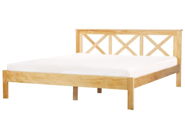 Seng Lyst Træ 180 x 200 cm Moderne Dobbeltseng med Sengegavl To Mands Lav Sengeramme Minimalistisk Design Træseng