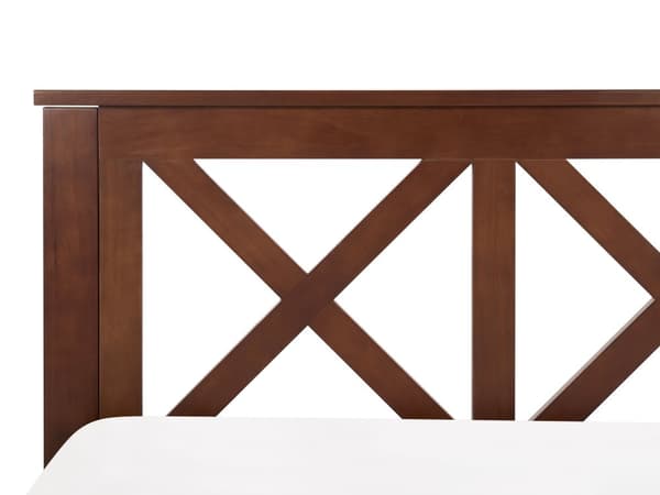 Seng Mørk Træ 180 x 200 cm Moderne Dobbeltseng med Sengegavl To Mands Lav Sengeramme Minimalistisk Design Træseng