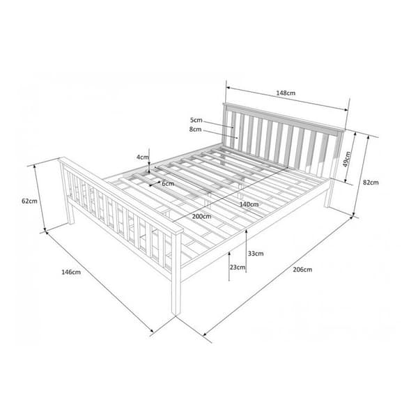 Dubbelsäng i massiv furu 140x200 - Vit - HOMESTYLE4U - Med boxfjäder