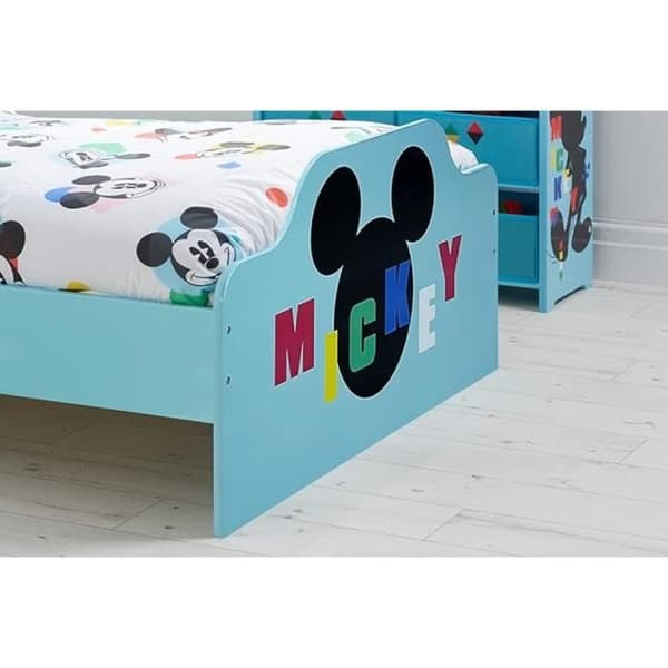 Enkel träsäng - DISNEY - Musse Pigg - Flerfärgad - Blå - 90x190 cm