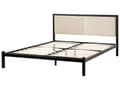 Miniatyrbillede 4 af 10: Sort metalseng med lys beige stof sengegavl 140 x 200 cm moderne design