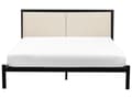 Miniatyrbillede 5 af 10: Sort metalseng med lys beige stof sengegavl 140 x 200 cm moderne design