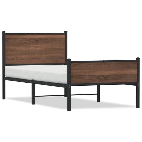 vidaXL Sengeramme i metall uten madrass brun eik 90x200 cm