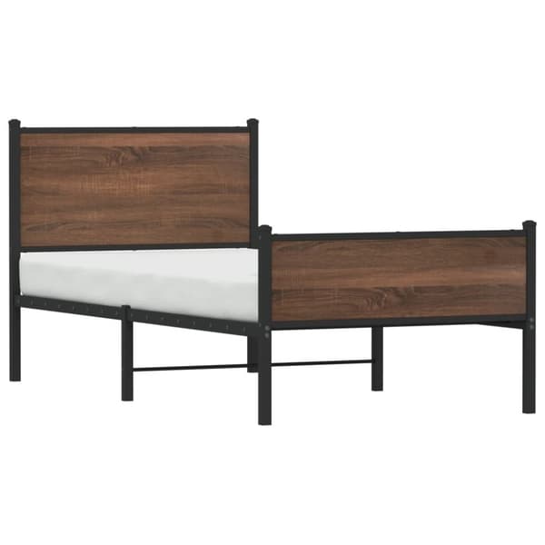 vidaXL Sengeramme i metall uten madrass brun eik 90x190 cm