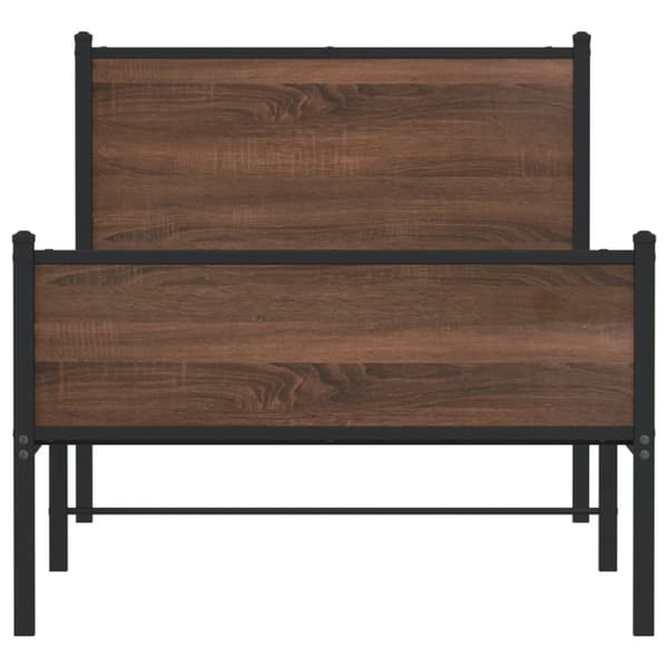 vidaXL Sengeramme i metall uten madrass brun eik 90x190 cm