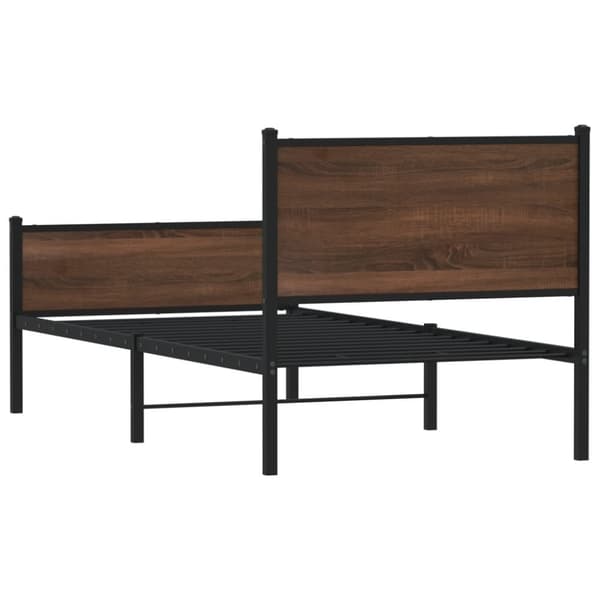 vidaXL Sengeramme i metall uten madrass brun eik 90x190 cm