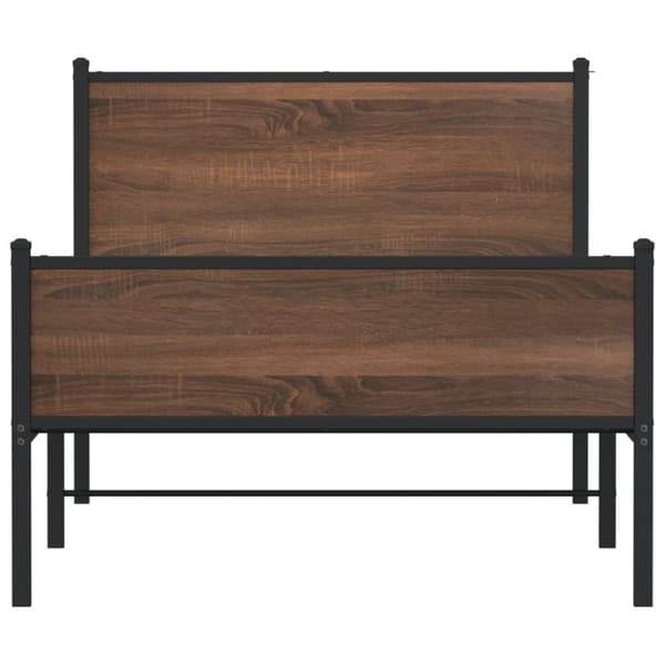 vidaXL Metallinen sängynrunko ilman patjaa ruskea tammi 100x190 cm