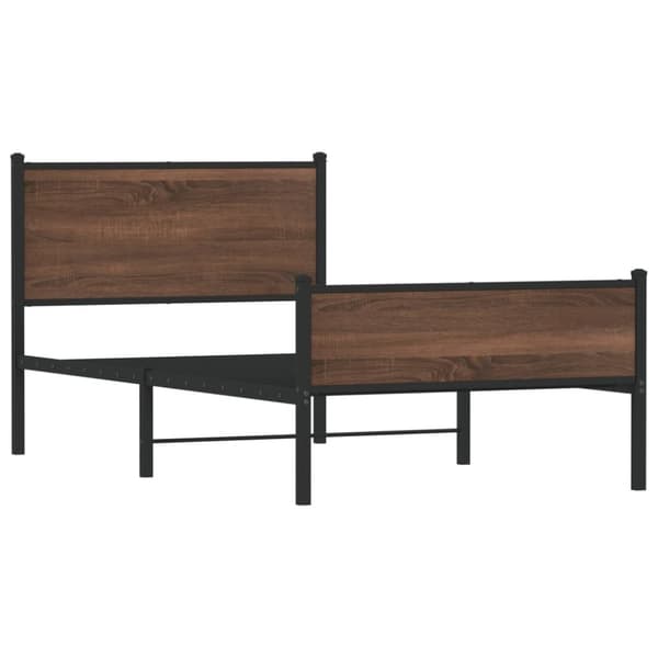 vidaXL Metallinen sängynrunko ilman patjaa ruskea tammi 100x200 cm