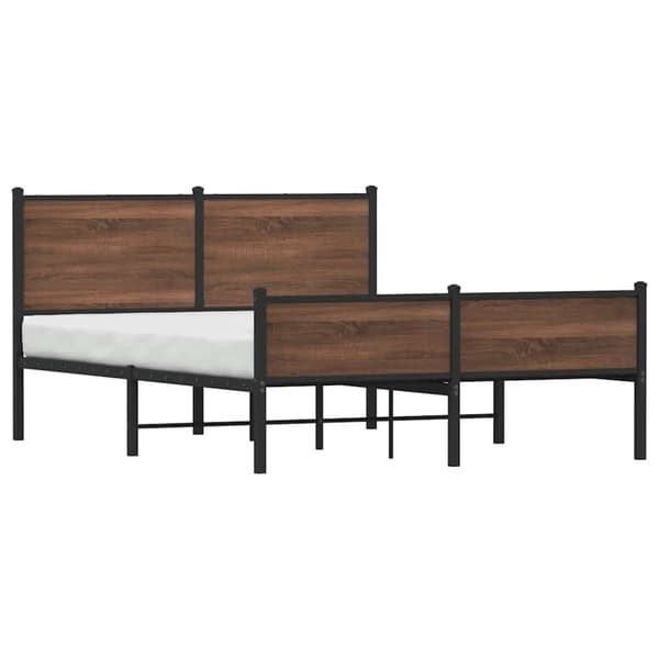 vidaXL sengeramme 140x190 cm uden madras metal brun egetræsfarve