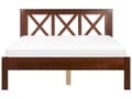 Miniatyrbilde 4 av 11: Dobbeltseng med Treramme Dekorativ Sengegavl 140 x 200 cm Rustikk Design Mørkt Tre