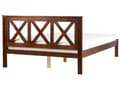Miniatyrbilde 5 av 11: Dobbeltseng med Treramme Dekorativ Sengegavl 140 x 200 cm Rustikk Design Mørkt Tre