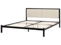 Miniatyrbilde 4 av 10: Dobbelt Sengeramme Svart Metall Lys Beige Stoff Sengegavl 160 x 200 cm Polstret Lamellbunn Minimalistisk