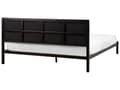 Miniatyrbilde 6 av 10: Dobbelt Sengeramme Svart Metall Lys Beige Stoff Sengegavl 160 x 200 cm Polstret Lamellbunn Minimalistisk