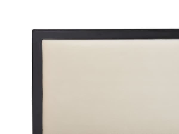 Dobbelt Sengeramme Svart Metall Lys Beige Stoff Sengegavl 180 x 200 cm Polstret Lamellbunn Minimalistisk