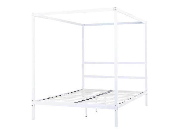 Himmelssäng Vit Metall 140 x 200 cm Dubbelstorlek Plywood lameller Industriell Minimalistisk Sovrum