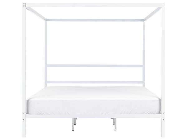 Himmelseng Hvit Metall 180 x 200 cm Lameller av kryssfiner Industriell Minimalistisk Dobbeltseng Soverom