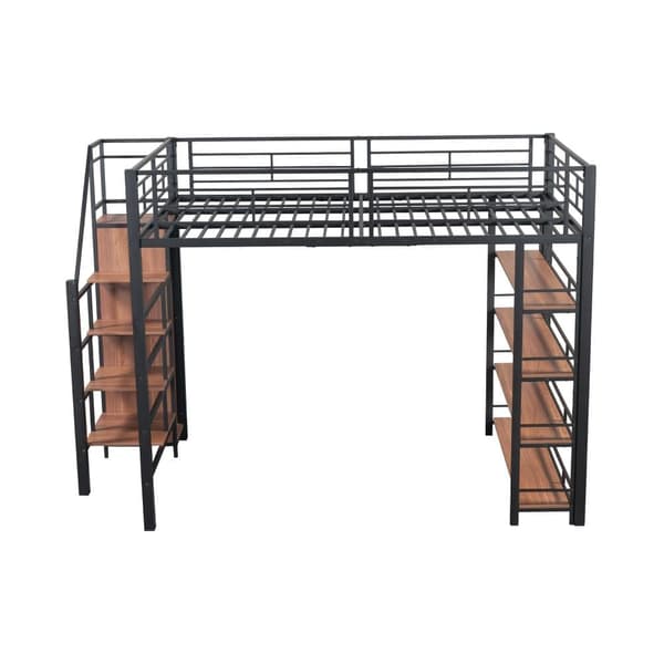 Mezzanine-vuode 140x200 cm - pienellä vaatekaapilla ja säilytyshyllyillä - musta
