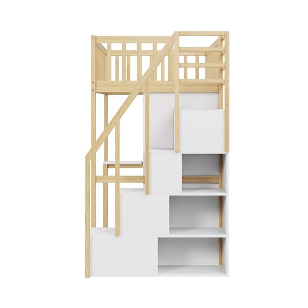 Mezzanin seng 90x200 cm - med garderobe og skrivebord - sengeramme i træ - Hvid