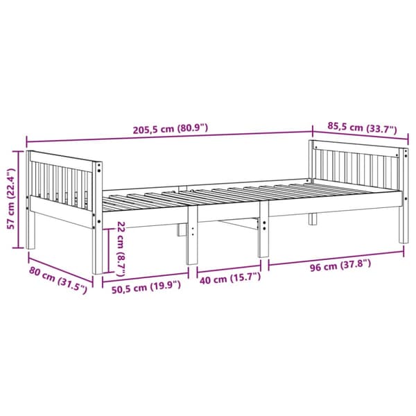 vidaXL Lastensänky ilman patjaa vahanruskea 80x200 cm täysi mänty