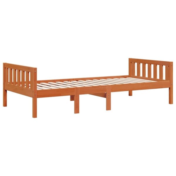 vidaXL juniorseng uden madras 90x200 cm massivt fyr gyldenbrun