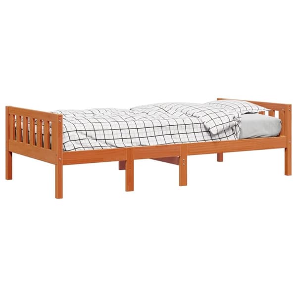 vidaXL juniorseng uden madras 90x200 cm massivt fyr gyldenbrun