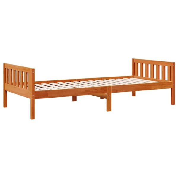 vidaXL juniorseng uden madras 90x200 cm massivt fyr gyldenbrun