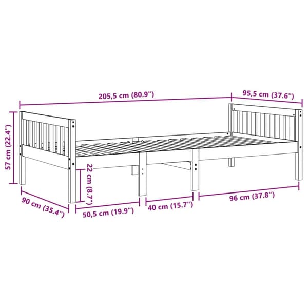 vidaXL Lastensänky ilman patjaa 90x200 cm täysi mänty