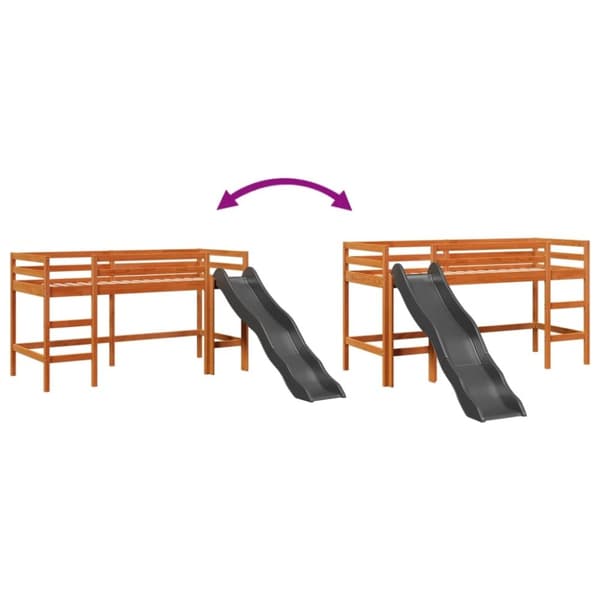 vidaXL Loftseng for barn uten madrass voksbrun 90x200 cm heltre furu