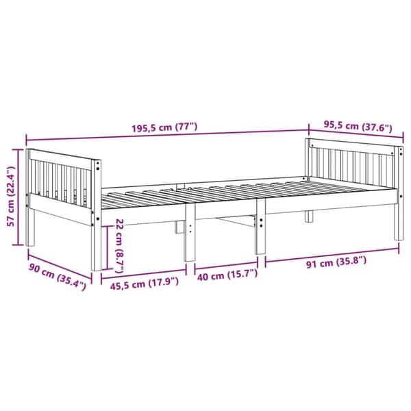 vidaXL juniorseng uden madras 90x190 cm massivt fyrretræ hvid
