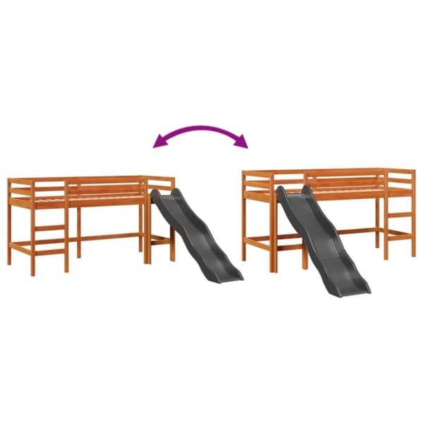 vidaXL Lasten parvisänky ilman patjaa vahanrusk. 80x200 cm täysi mänty