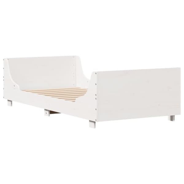 vidaXL sengeramme uden madras 100x200 cm massivt fyrretræ hvid