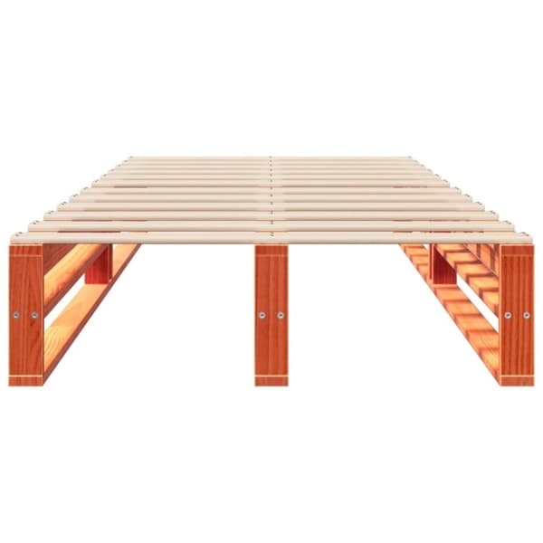 vidaXL Sengeramme uten madrass voksbrun 90x200 cm heltre furu