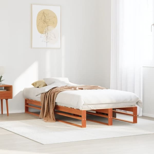 vidaXL Sengeramme uten madrass voksbrun 90x190 cm heltre furu