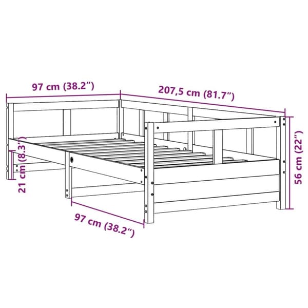 vidaXL Dagbädd utan madrass vit 90x200 cm massiv furu
