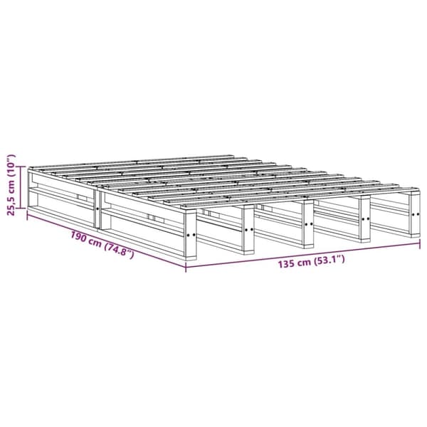 vidaXL Sengeramme uten madrass brun 135x190 cm heltre furu