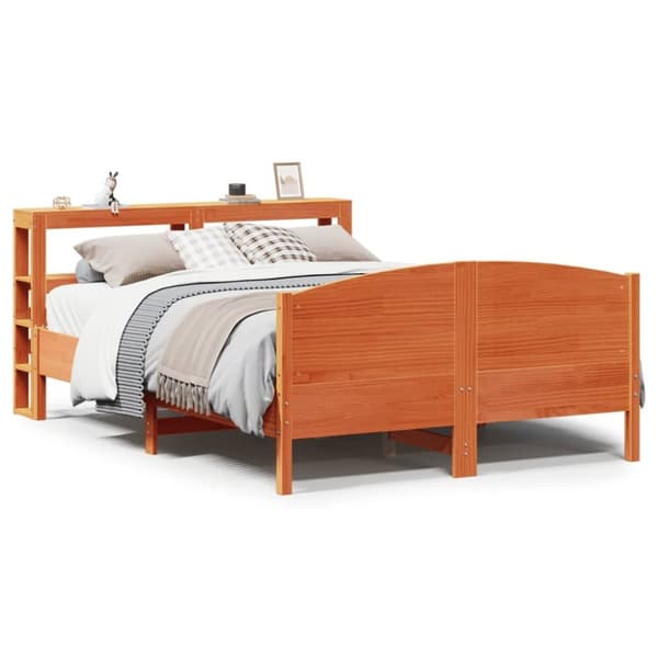 vidaXL Sengeramme uten madrass voksbrun 140x200 cm heltre furu