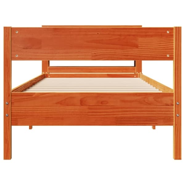 vidaXL Sängynrunko ilman patjaa vahanruskea 75x190 cm täysi mänty