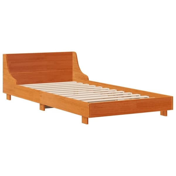 vidaXL Sengeramme uten madrass voksbrun 90x200 cm heltre furu
