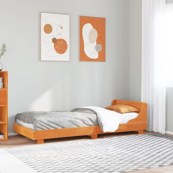 vidaXL Sengeramme uten madrass voksbrun 90x200 cm heltre furu