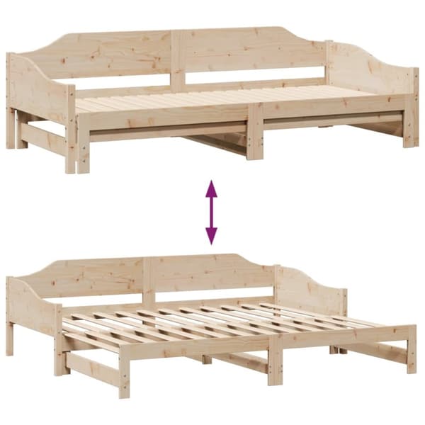 vidaXL Uttrekkbar dagseng 80x200 cm heltre furu